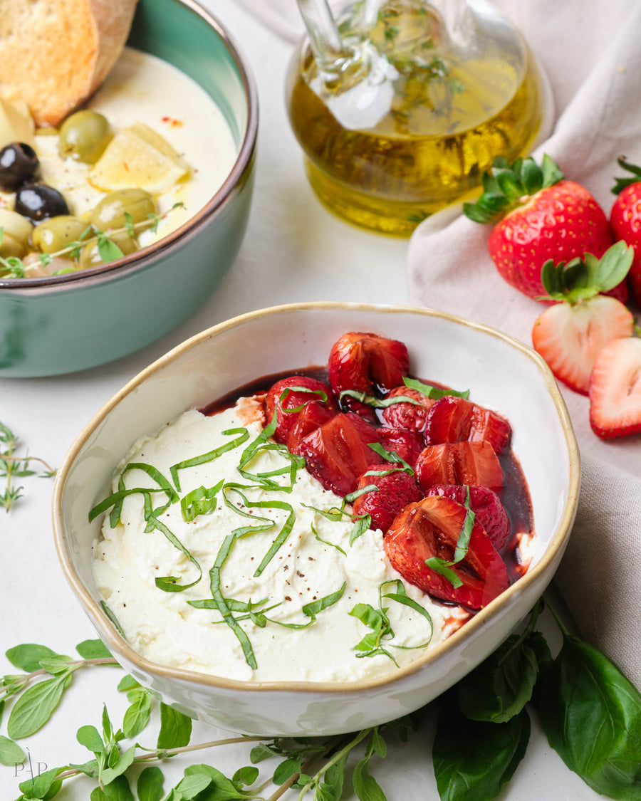 Honey Whipped Feta with Balsamic-Roasted Strawberries